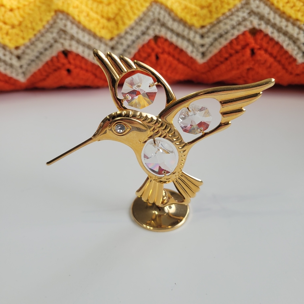 Vintage Hummingbird Sun Catcher Decor Gold 1990s